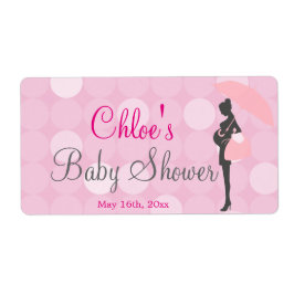 ピンクシルエット赤ちゃんシャワー水ボトルラベル ラベル