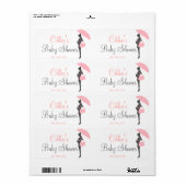 ピンクシルエット赤ちゃんシャワー水ボトルラベル ラベル (フルシート)