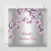 ピンクシルバーアジアフローラ誕生会 招待状 (正面)