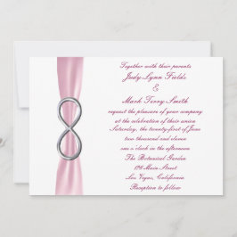 ピンクシルバーインフィニティ結婚式招待状 招待状