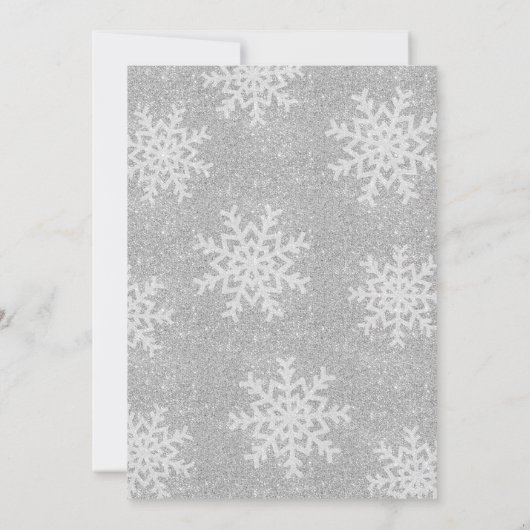 ピンクシルバーウィンターワンダーランドガール誕生日 招待状 (裏面)