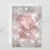 ピンクシルバーウィンターワンダーランドスノーフレーク招待状 招待状 (裏面)