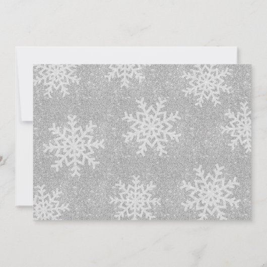 ピンクシルバーウィンターワンダーランド誕生日写真 サンキューカード (裏面)