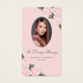 ピンクシルバーウォーターカラーフローラ記念祈りの言葉カード (正面)