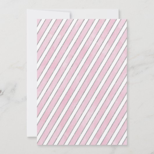 ピンクシルバーウッドランドオーネダーランドファースト誕生日Inv 招待状 (裏面)