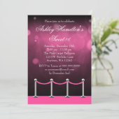 ピンクシルバーカーペットハリウッドスイーツ16誕生日 招待状 (スタンド正面)