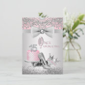 ピンクシルバーキンセアニェラプリンセス誕生日パーティー 招待状 (スタンド正面)