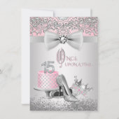 ピンクシルバーキンセアニェラプリンセス誕生日パーティー 招待状 (正面)