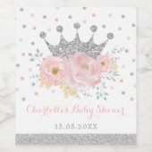 ピンクシルバークラウンプリンセスフローラベビーガールの好意 ワインラベル (シングルラベル)