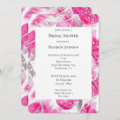 ピンクシルバーグラムサークルブライダルシャワー 招待状 (正面/裏面)