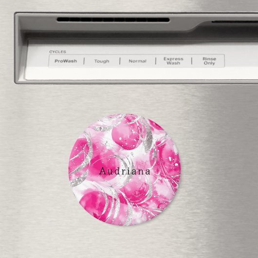 ピンクシルバーグラムサークル誕生日 マグネット (インサイチュ (食洗機))