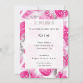 ピンクシルバーグラムサークル誕生日 招待状 (正面)