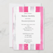 ピンクシルバーグラムストライプブライダルシャワー 招待状 (正面)