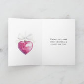 ピンクシルバーグラムハートオーナメントクリスマス カード (内部)