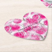 ピンクシルバーグラム抽象芸術サークル誕生日 ペーパーコースター (アングル)