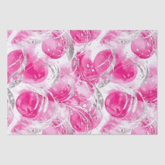 ピンクシルバーグラム抽象芸術サークル誕生日 薄葉紙 (正面)