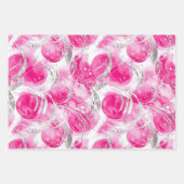 ピンクシルバーグラム抽象芸術ストライプ誕生日 ラッピングペーパーシート (正面2)