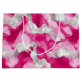 ピンクシルバーグラム誕生日 ラージペーパーバッグ (正面)