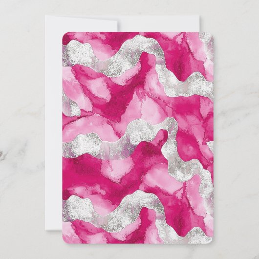 ピンクシルバーグラム誕生日 招待状 (裏面)