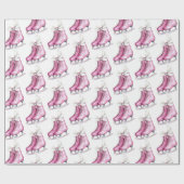 ピンクシルバーグラームアイススケートのクリスマス ラッピングペーパー (フラット)