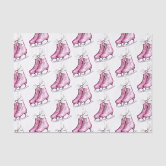 ピンクシルバーグラームアイススケートのクリスマス 薄葉紙 (正面)