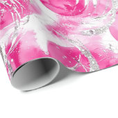 ピンクシルバーグリッターアブストラクトサークル誕生日 ラッピングペーパー (ロールコーナー)