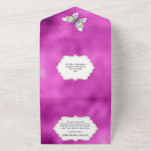 ピンクシルバーグリッターシークインドレス光沢のあるガウンの女の子 オールインワン招待状 (外側)