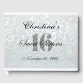 ピンクシルバーグリッタースウィート16カスタムゲストブック ゲストブック (正面)