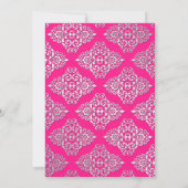 ピンクシルバーグリッターダマスクブライダルシャワー招待状 招待状 (裏面)