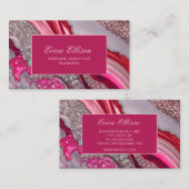 ピンクシルバーグリッターマーブルウェディングプランナー 名刺 (正面/裏面)