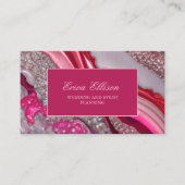 ピンクシルバーグリッターマーブルウェディングプランナー 名刺 (正面)