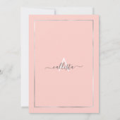 ピンクシルバーグリッター対角紙吹雪卒業 招待状 (裏面)