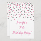 ピンクシルバーグリッター紙吹雪応援30年 招待状 (正面/裏面)