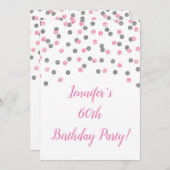 ピンクシルバーグリッター紙吹雪60とファヴォー 招待状 (正面/裏面)