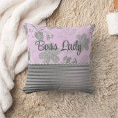 ピンクシルバーシックフローラボスレディーシルバーストライプズ クッション (ブランケット)