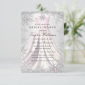 ピンクシルバージュエルスノーフレーク ブライダルシャワードレス 出欠カード (スタンド正面)