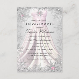 ピンクシルバージュエルスノーフレーク ブライダルシャワードレス 出欠カード