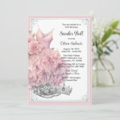 ピンクシルバースニーカーボール誕生日パーティー 招待状 (スタンド正面)