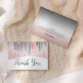 ピンクシルバースノーウッドウィンターツリーズ1st誕生日 サンキューカード