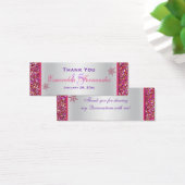 ピンクシルバースノーフレークキンセアニェラメッセージカード (デスク)