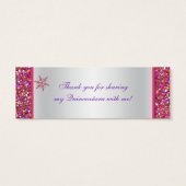 ピンクシルバースノーフレークキンセアニェラメッセージカード (裏面)