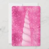 ピンクシルバースパークルグラムユニコーン誕生日 招待状 (裏面)