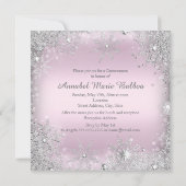 ピンクシルバースパークルドレス＆ティアラのキンバレラ 招待状 (裏面)