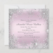 ピンクシルバースパークルドレス&ティアラキンセアニェラ 招待状 (裏面)