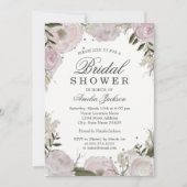ピンクシルバースパークルフローラブライダルシャワー 招待状 (正面)