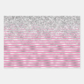 ピンクシルバーゼブラギフトラベル ラッピングペーパーシート (正面3)