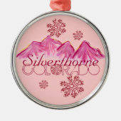 ピンクシルバーソーヌコロラドスノーフレークオーナメント メタルオーナメント (正面)