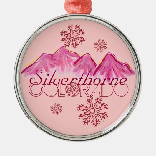 ピンクシルバーソーヌコロラドスノーフレークオーナメント メタルオーナメント (正面)