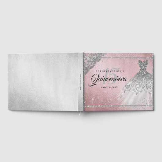 ピンクシルバーダイヤモンドスパークルガウンキンセアニェラ ゲストブック (全面)