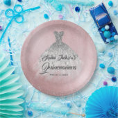 ピンクシルバーダイヤモンドスパークルガウンキンセアニェラ ペーパープレート (パーティー)